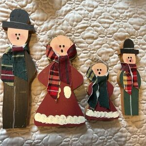 Hand-Painted Wooden Christmas Carolers Set of 4